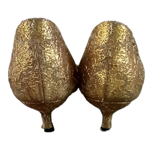 PRADA Shoes 8 Gold Brocade Flats / Kitten Heel - Picture 13 of 14